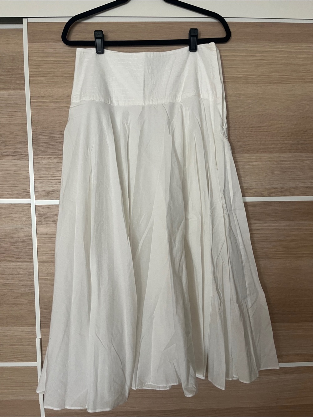Zara White A-Line Midi Skirt